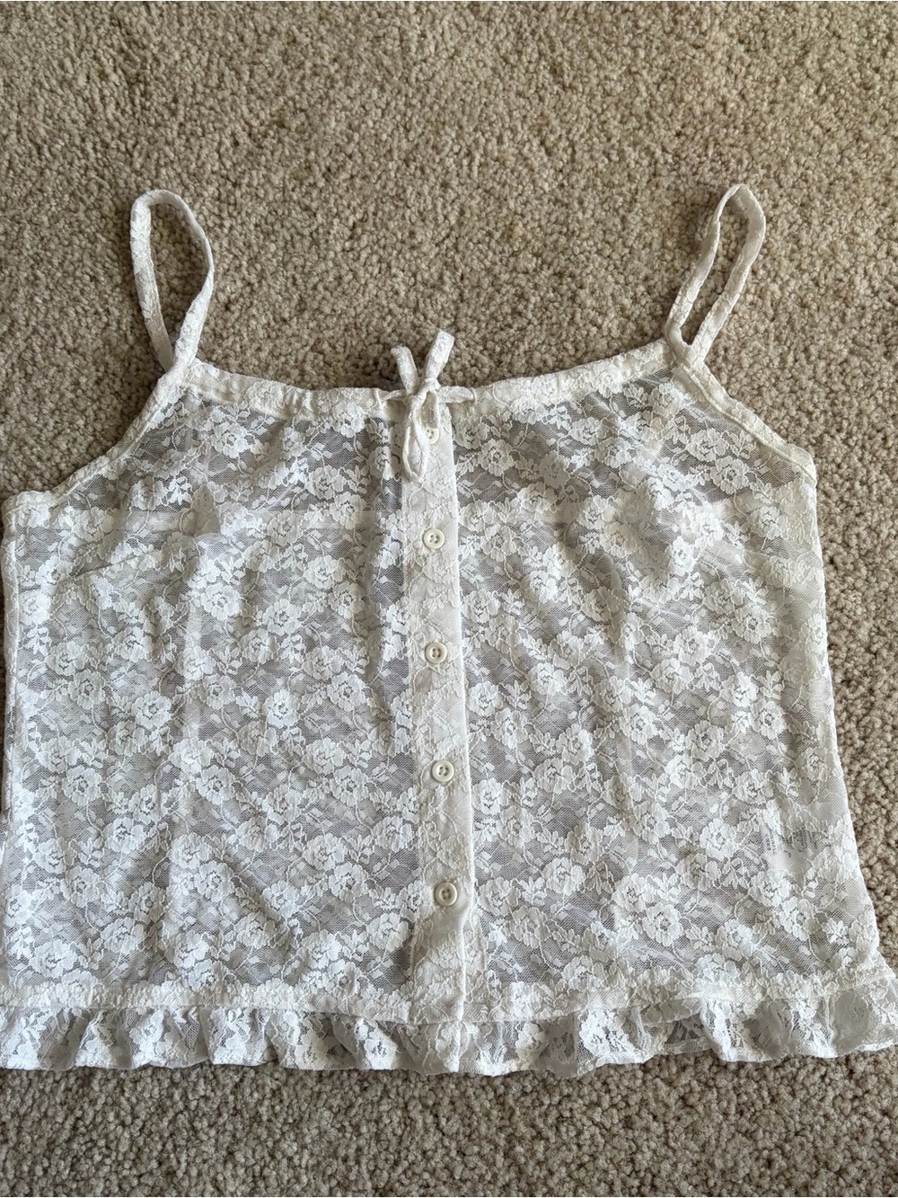 John Galt Brandy Melville Bohemian White Button Front Lace Top Size One Size